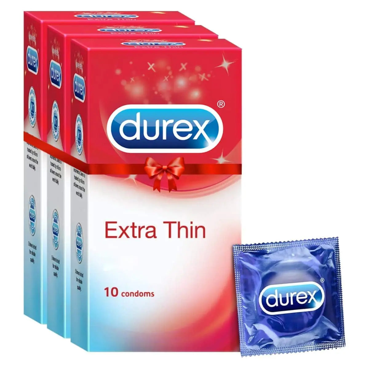 Durex Extra Thin Condoms for Men - 10 Count (Pack of 3)