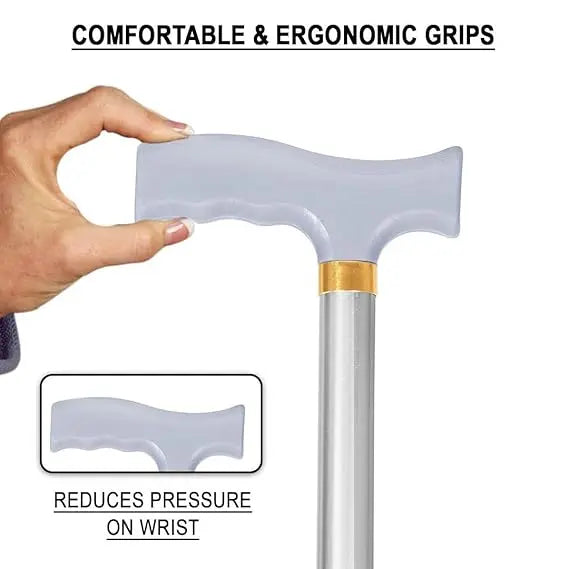 Adjustable Walking Stick – Lightweight Mobility Support for Seniors | Non-Slip Handle | Gray Walking Cane for Men & Women Sellzoa