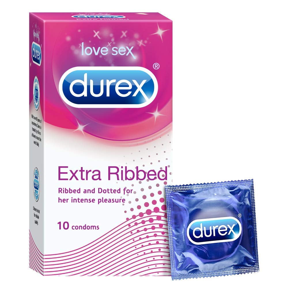 Durex Extra Ribbed Condoms for Men – 10 Count