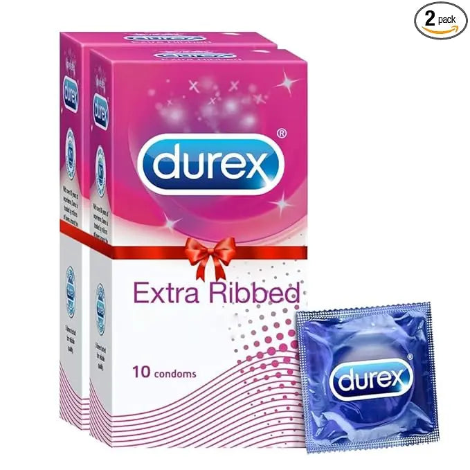 Durex Extra Ribbed Condoms 20 Count | 10s Pack of 2 | Textured for Enhanced Pleasure Sellzoa