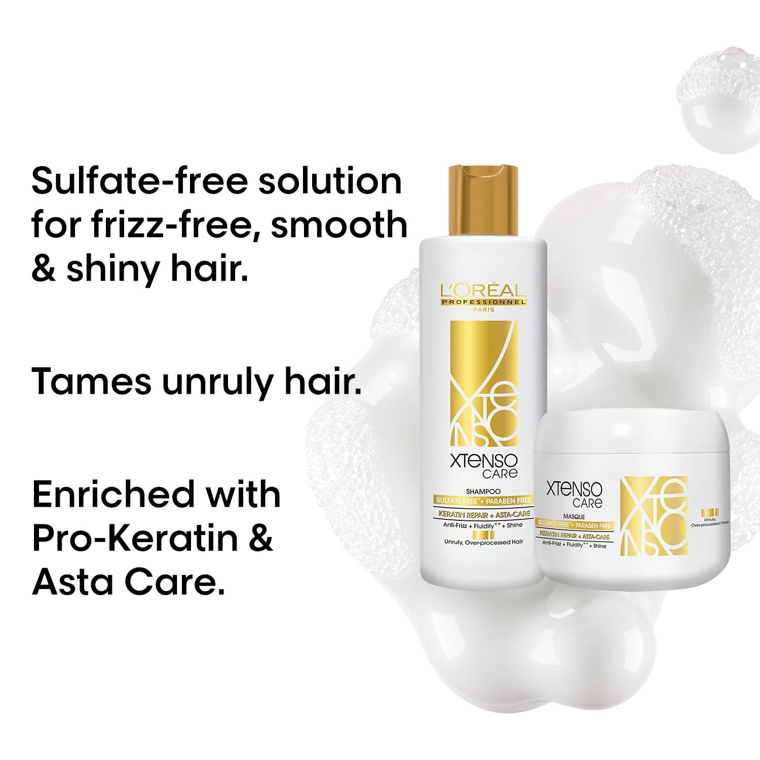 L'Oreal Professionnel Xtenso Care Sulfate-free* Shampoo 250ml and Hair Masque 200ml Combo for All Hair Types (Pack of 2)