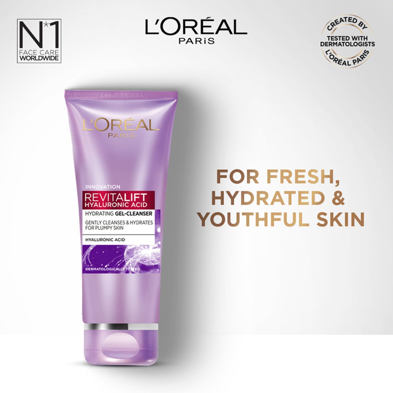 L'Orea.l Paris Revitalift Gel Cleanser, Gentle Cleansing and Hydration, With Hyaluronic Acid, 100 ml
