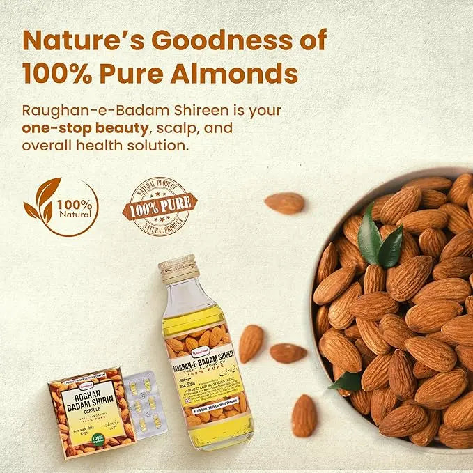Hamdard Raughan-E-Badam Shireen 25ml (Pack of 3) | Natural Sweet Almond Oil for Skin, Hair & Body Wellness Sellzoa