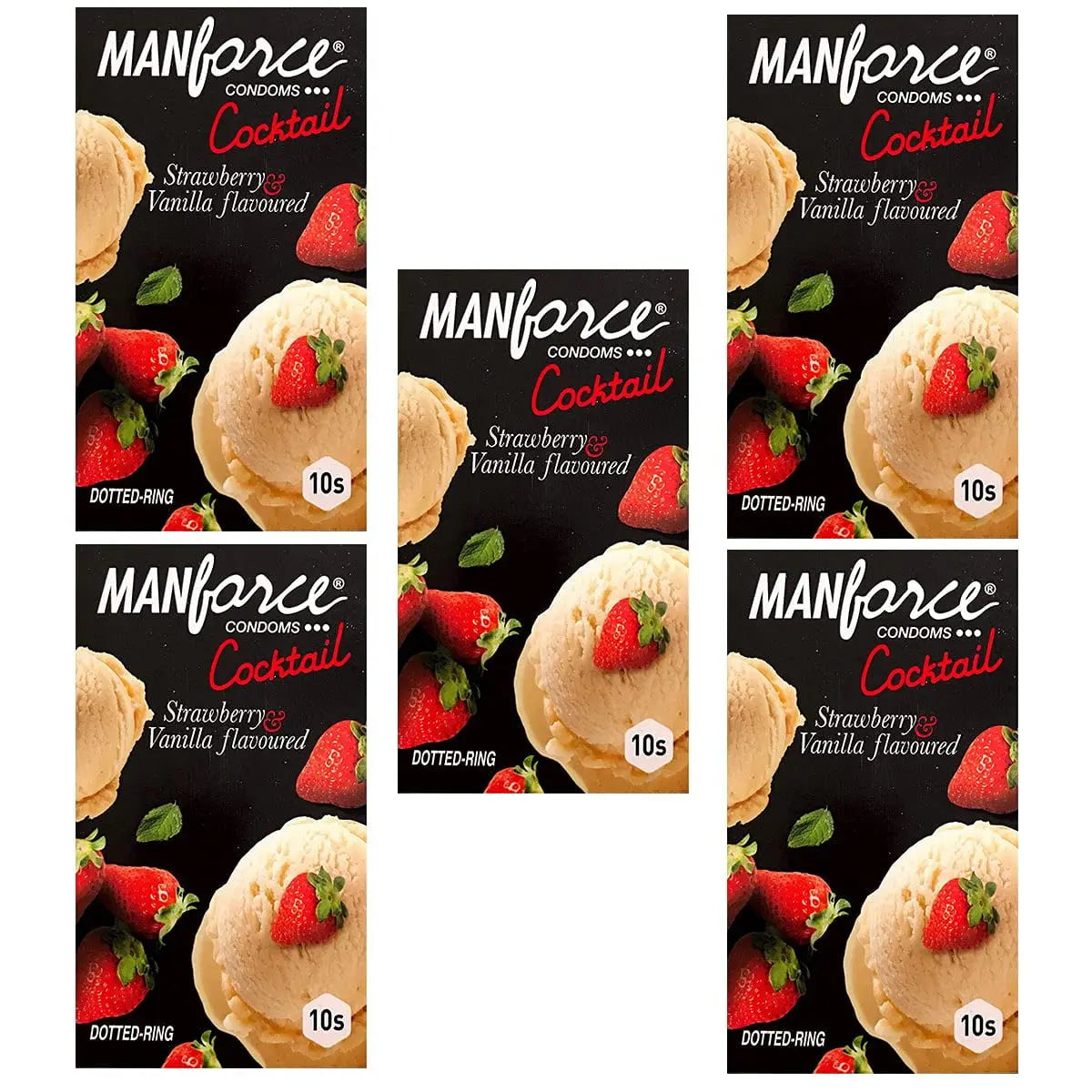Manforce Condom Strawberry And Vanila Cocktail 10 Pcs Set Of 5