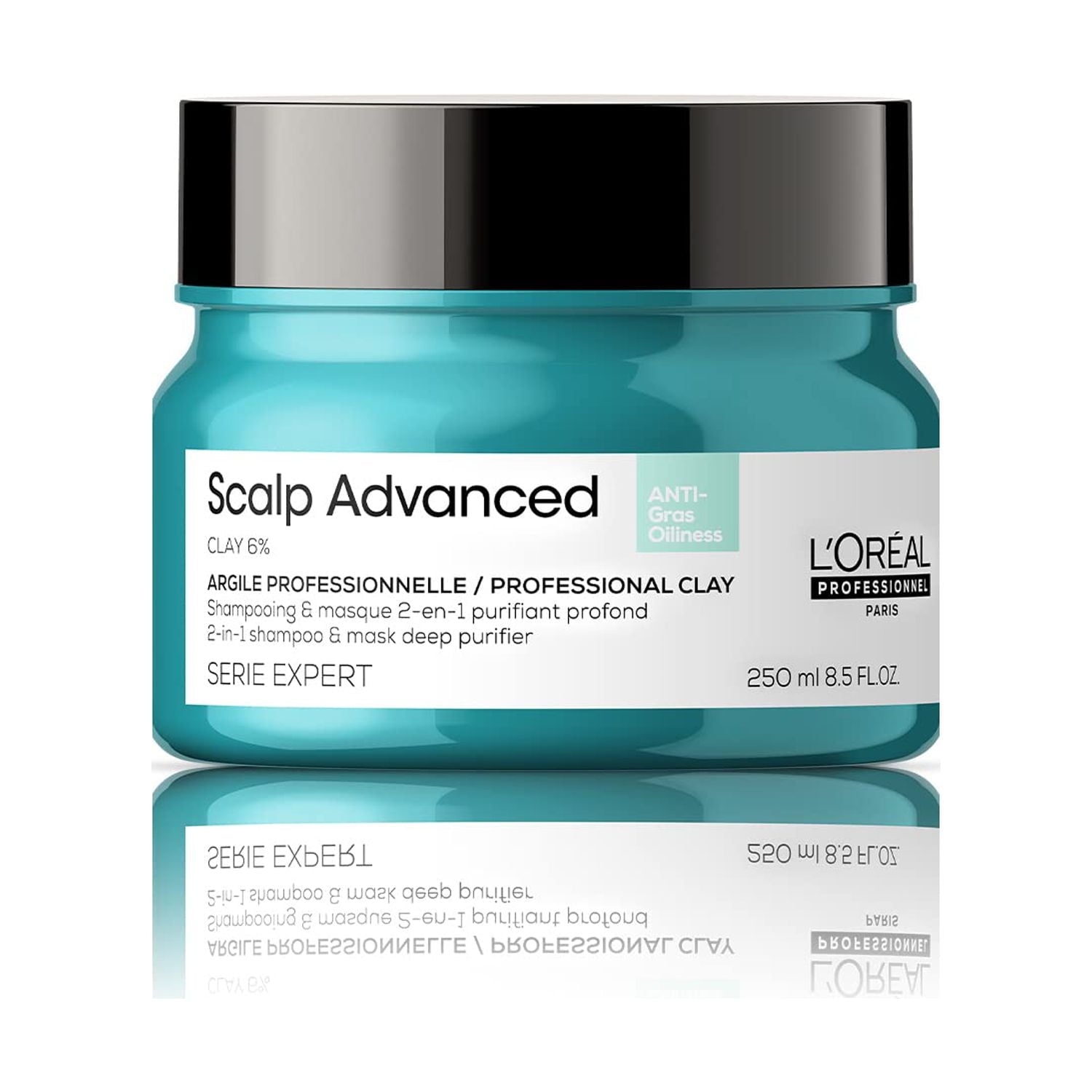 LOreal Professionnel Scalp Advanced Anti-Oiliness 2-In-1 Deep Purifier Clay | For Oily Scalp | With 3% AHA (250 Gm).