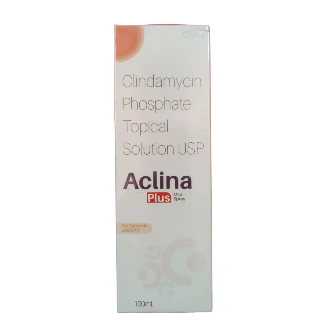 Aclina Plus Mist Spray 100ml | Clindamycin Phosphate 1% Topical Solution | Acne & Bacterial Skin Treatment Sellzoa