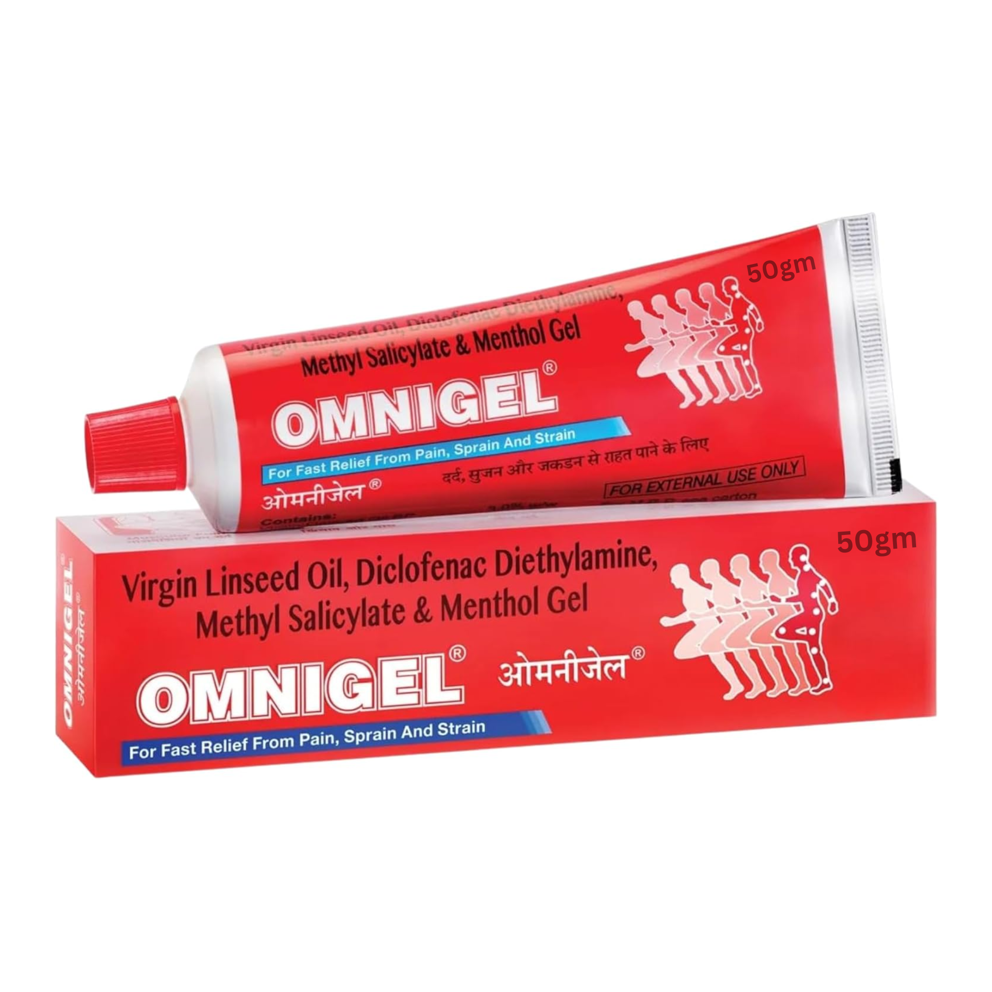 Omnigel Pain Relief Gel 50g (Pack of 2) | Cooling Massage Gel for External Use