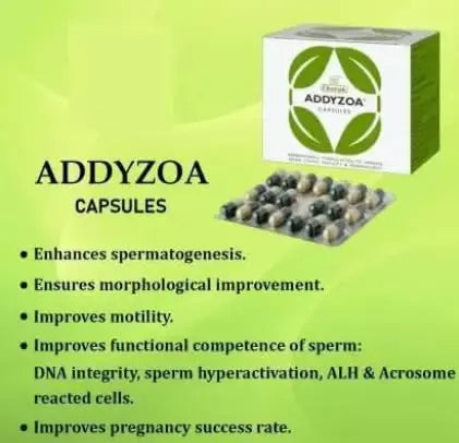 Addyzoa Capsules – Male Fertility & Sperm Motility Support | Pack of 2 × 20 Capsules | Charak Ayurvedic Formula Sellzoa