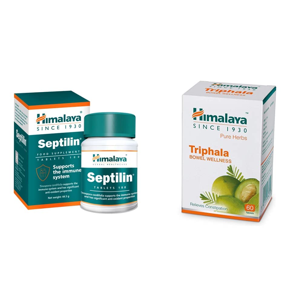 Himalaya Septilin Tablets - 60 Tablets & Himalaya Wellness Since 1930 Pure Herbs Triphala Bowel Wellness - 60 Tablets