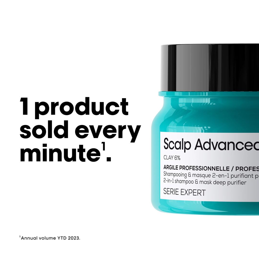 L'Oreal Professionnel Scalp Advanced Anti-Oiliness 2-In-1 Deep Purifier Clay | For Oily Scalp | With 3% AHA (250 Gm).