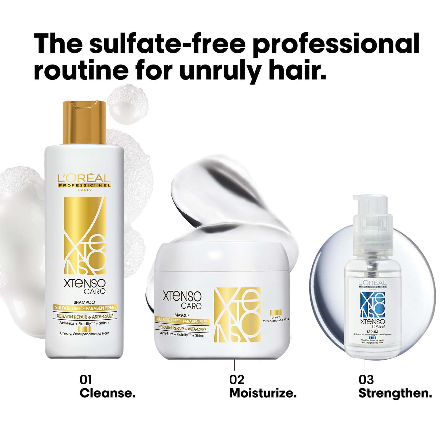 L'Oreal Professionnel Xtenso Care Sulfate-free* Shampoo 250ml and Hair Masque 200ml Combo for All Hair Types (Pack of 2)