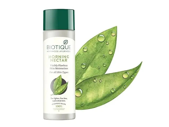 Biotique Bio Morning Nectar Flawless Skin Moisturizer – 120ml | Ayurvedic Brightening Lotion with Honey & Wheatgerm for All Skin Types Sellzoa
