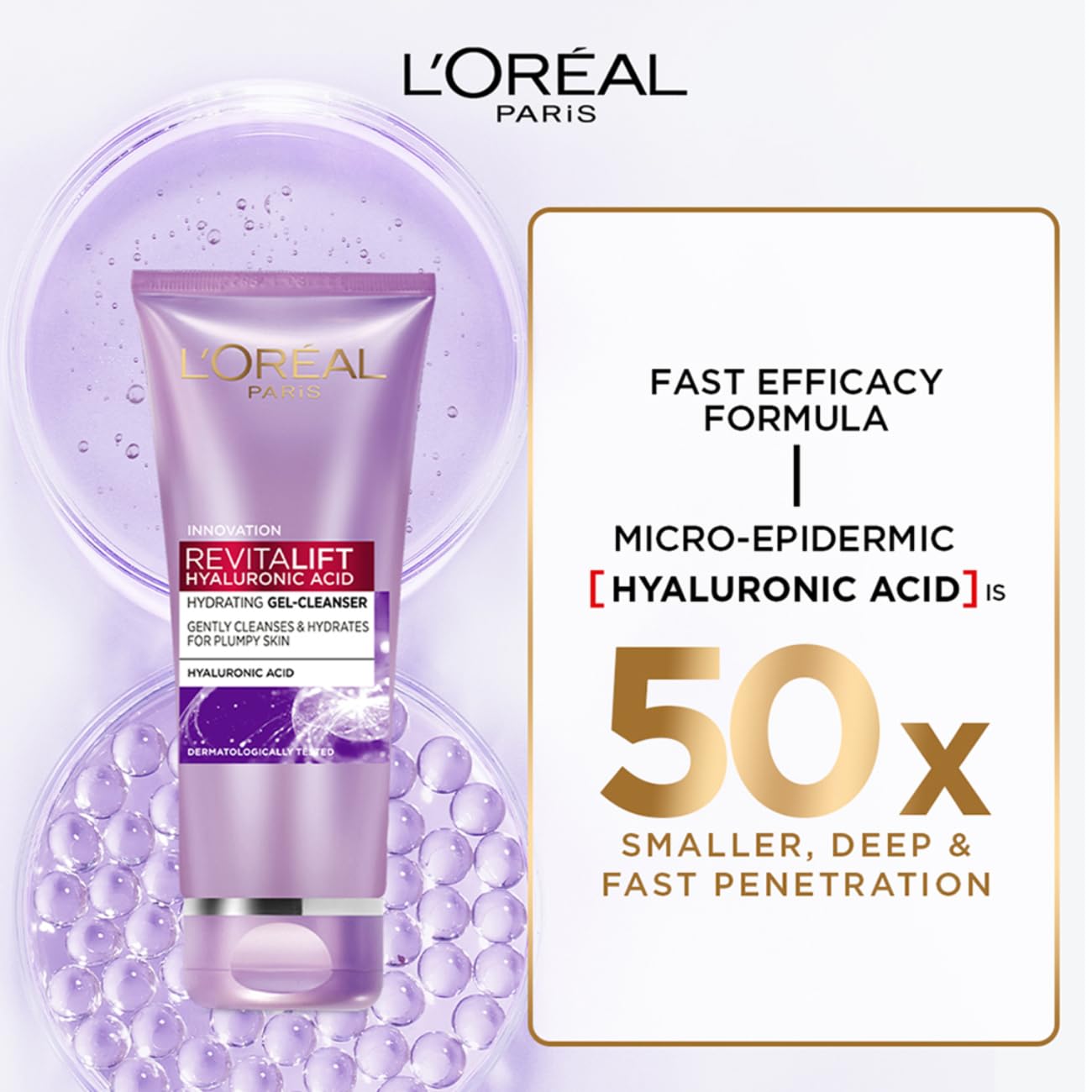L'Orea.l Paris Revitalift Gel Cleanser, Gentle Cleansing and Hydration, With Hyaluronic Acid, 100 ml