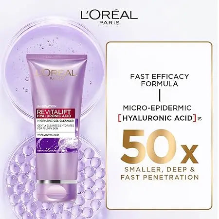 L’Oréal Paris Revitalift Hydrating Gel Cleanser 100 ml | Gentle Gel with Hyaluronic Acid for Plump, Glowing Skin Sellzoa