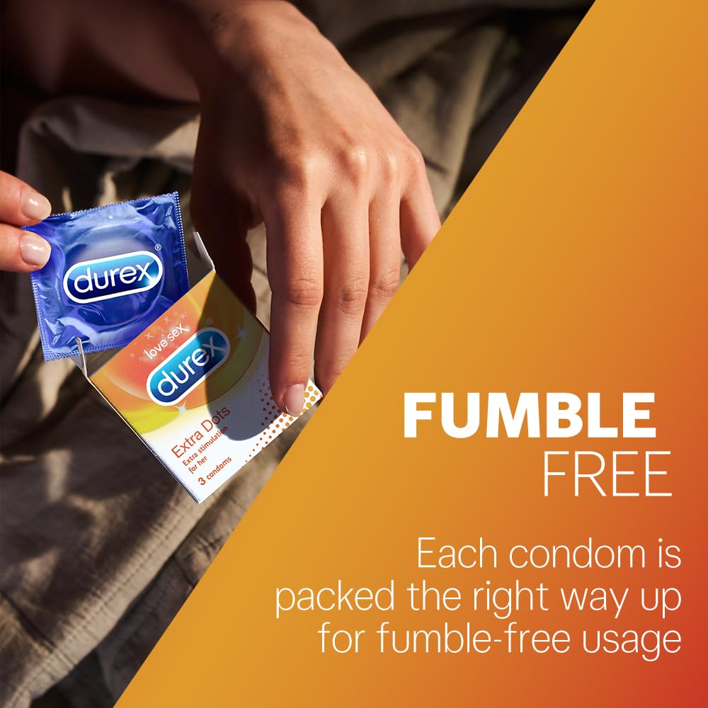 Durex Extra Dotted Condoms for Men - 10 Count (Pack of 3) | Ribbed and Dotted Condoms
