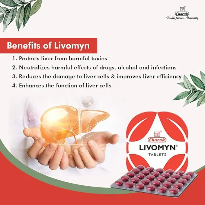 Charak Pharma Livomyn Tablet | Liver Support & Detox Formula | 30 Tablets × Pack of 3 | Ayurvedic Liver Tonic Sellzoa