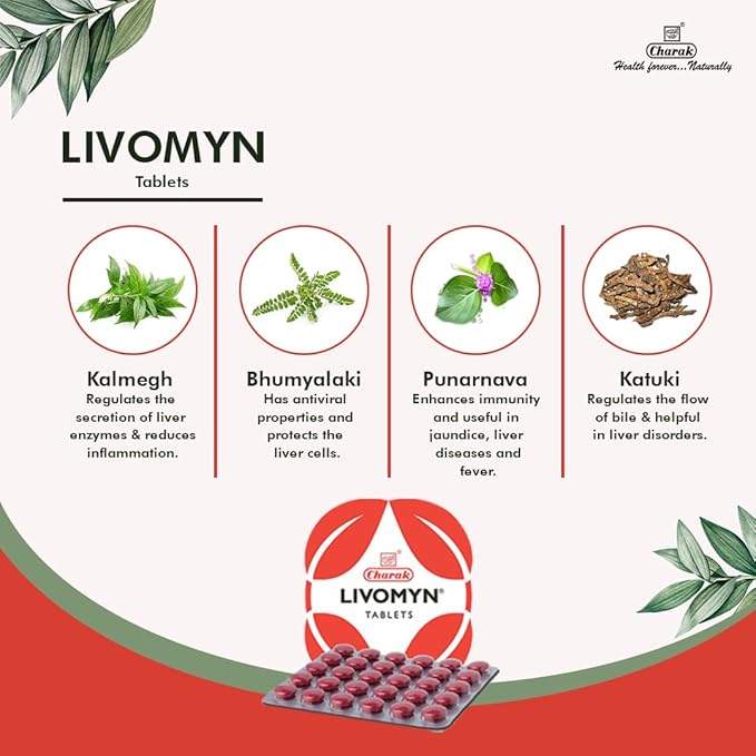 Charak Pharma Livomyn Tablet | Liver Support & Detox Formula | 30 Tablets × Pack of 3 | Ayurvedic Liver Tonic Sellzoa