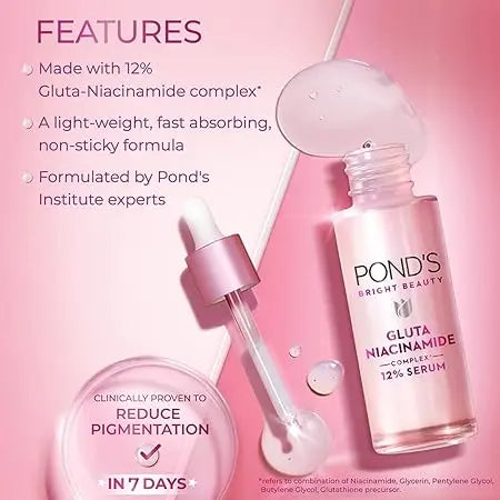 POND'S Anti-Pigmentation Serum 28ml | 12% Gluta-Niacinamide Complex | Reduces Pigmentation from Day 7 | Bright & Flawless Skin Sellzoa
