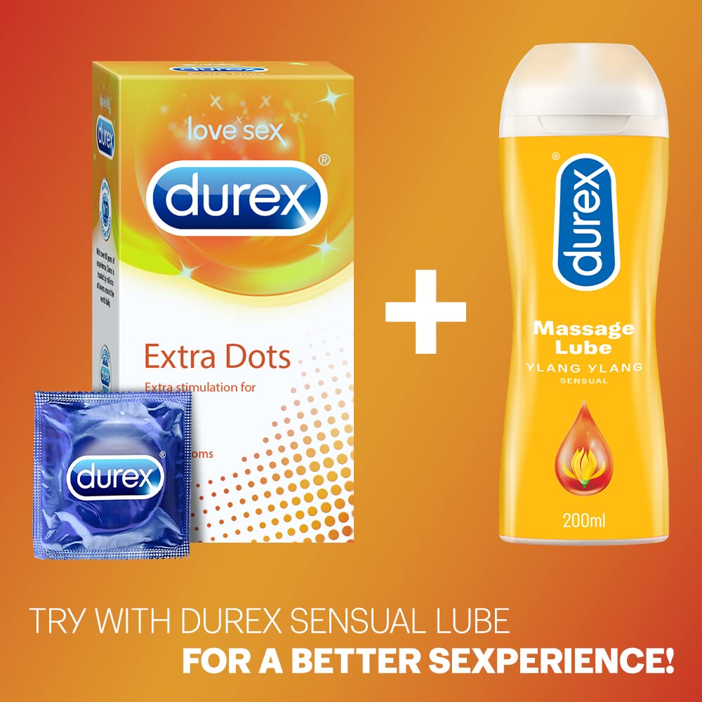 Durex Extra Dotted Condoms for Men - 10 Count (Pack of 3) | Ribbed and Dotted Condoms