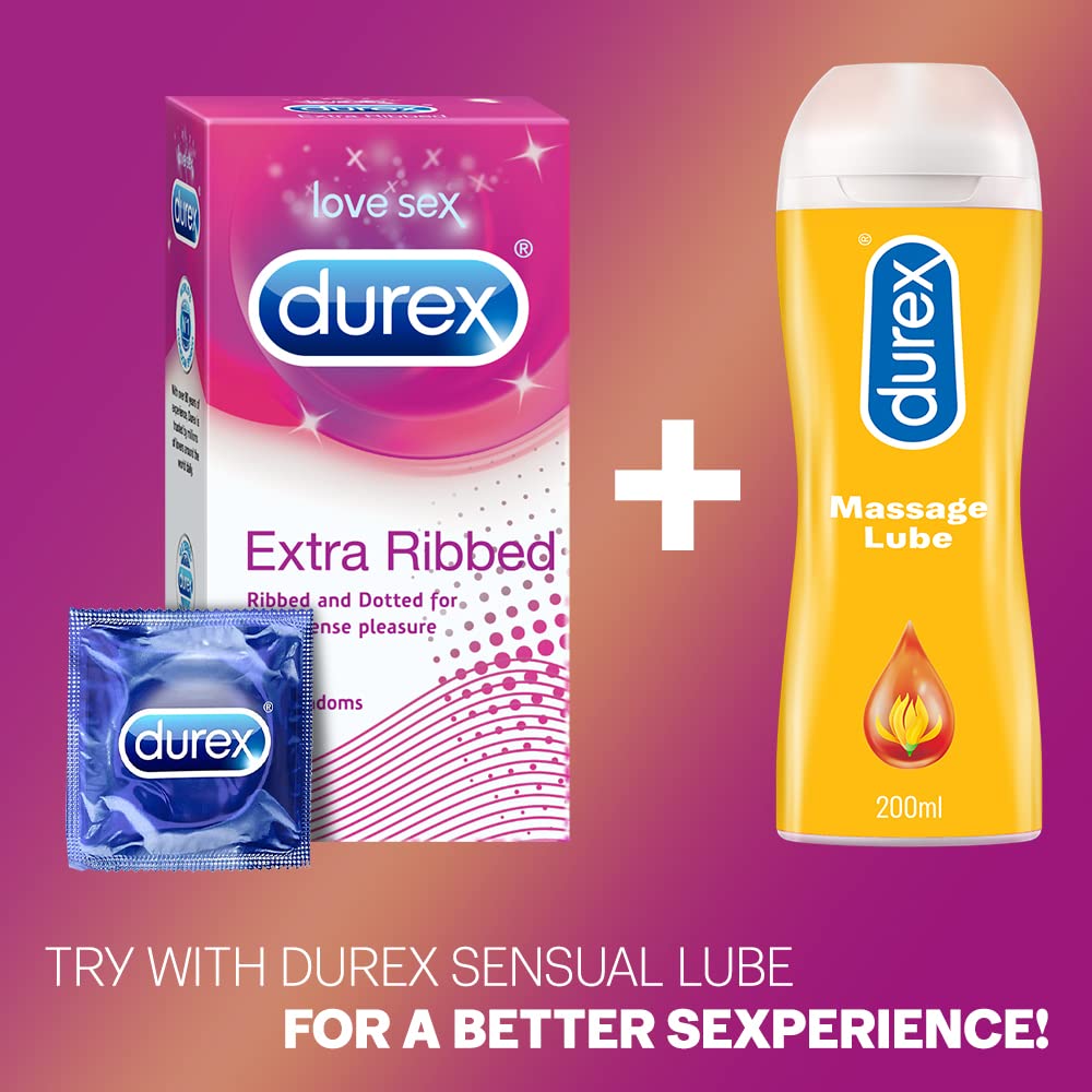 Durex Extra Ribbed Condoms for Men - 10 Count