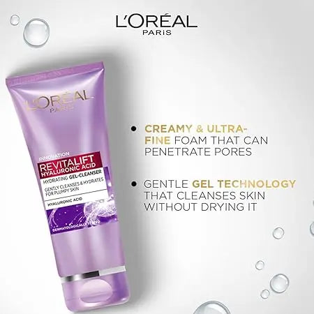 L’Oréal Paris Revitalift Hydrating Gel Cleanser 100 ml | Gentle Gel with Hyaluronic Acid for Plump, Glowing Skin Sellzoa