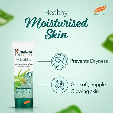 Himalaya Aloe Vera Face Wash 50ml | Herbal Moisturizing Cleanser with Cucumber & Vitamin E | Soap-Free Hydrating Skincare Sellzoa