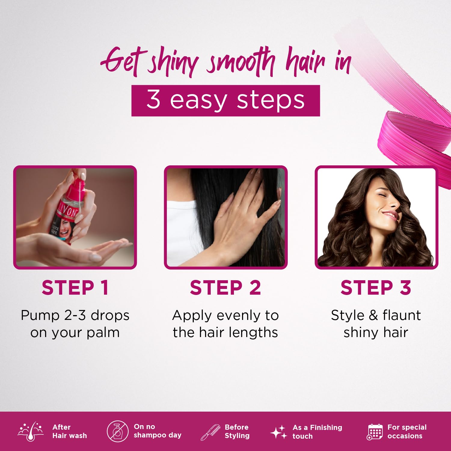Livon Hair Serum for Women & Men | All Hair Types |Smooth, Frizz free & Glossy Hair(100ml)