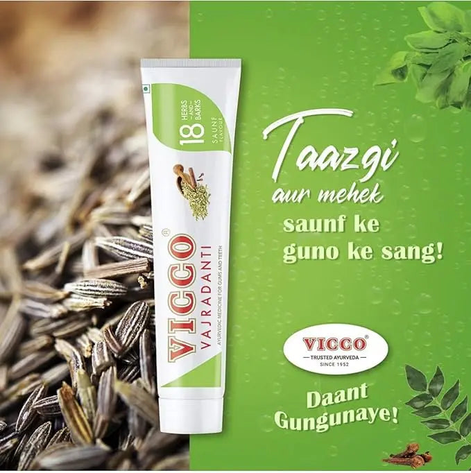 Vicco Vajradanti Saunf Flavour Toothpaste 160g (Pack of 2) – Ayurvedic Herbal Toothpaste for Strong Teeth & Fresh Breath Sellzoa