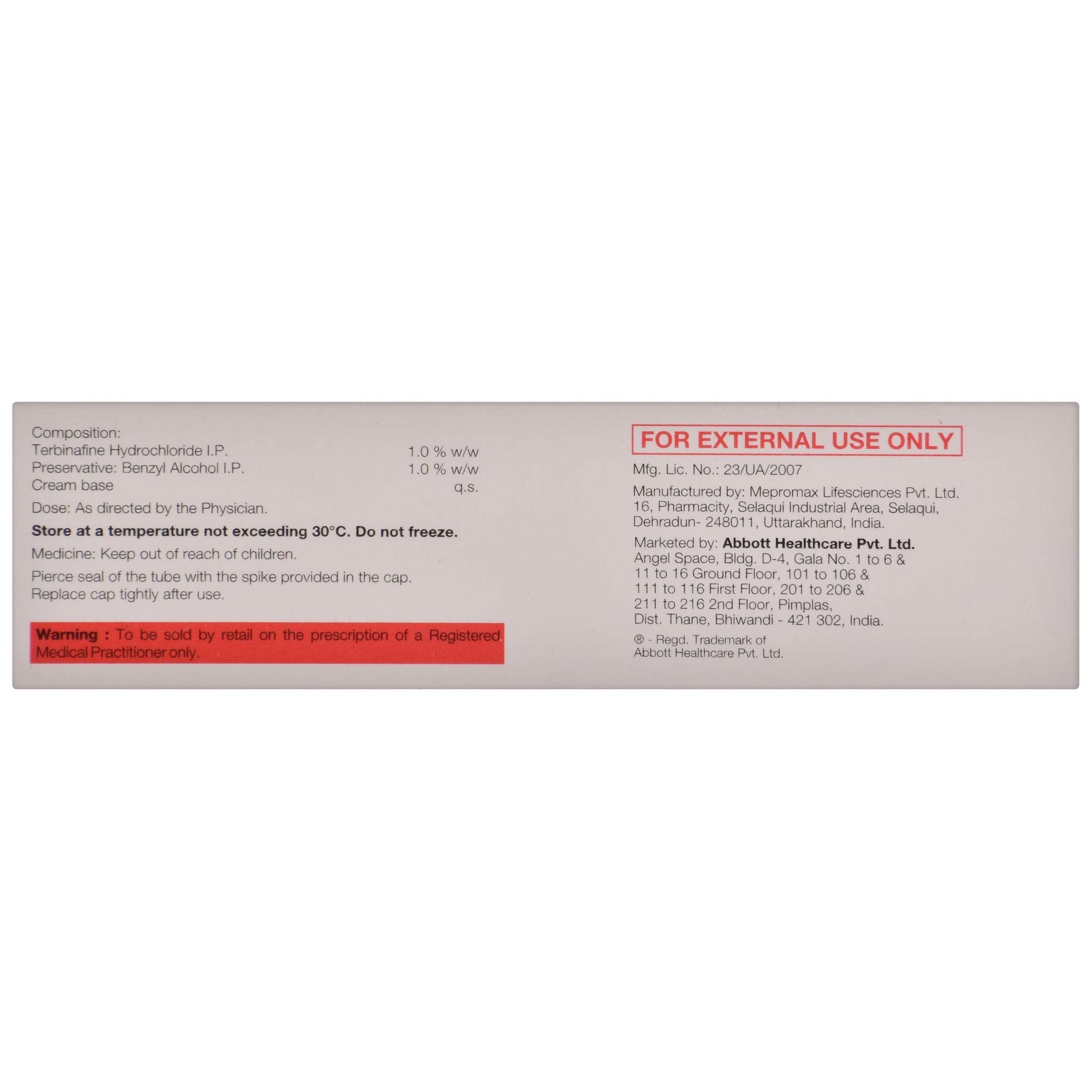 Tyza - Tube of 15gm Cream (Pack of 2)-Terbinafine Hydrochloride antifungal Cream 1% - Athletes Foot Cream Extra Strength, relieves itching & Burning, Cures Most Athlete's Foot, Jock Itch & Ringworm