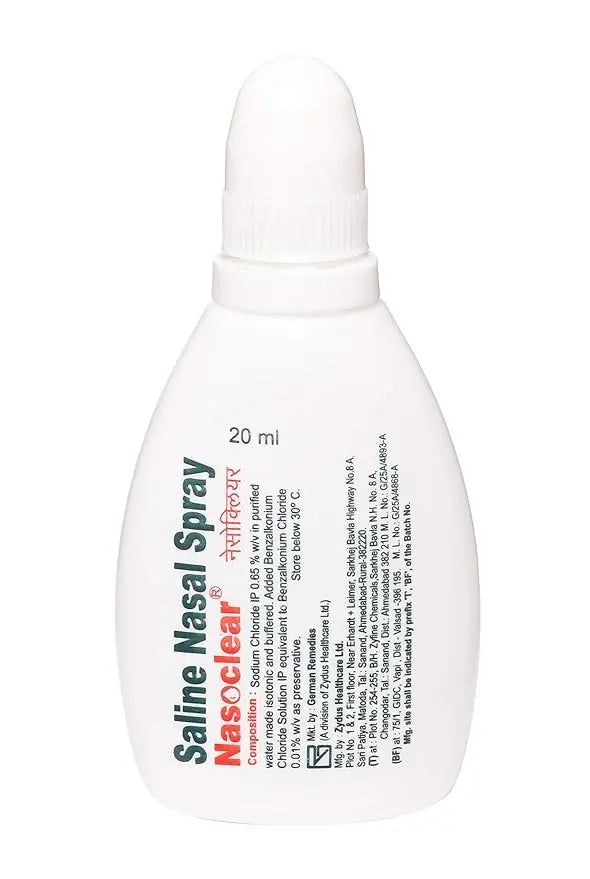 Nasoclear Saline Nasal Spray 20ml – Pack of 2 | Non-Medicated Relief for Cold, Congestion & Allergies Sellzoa