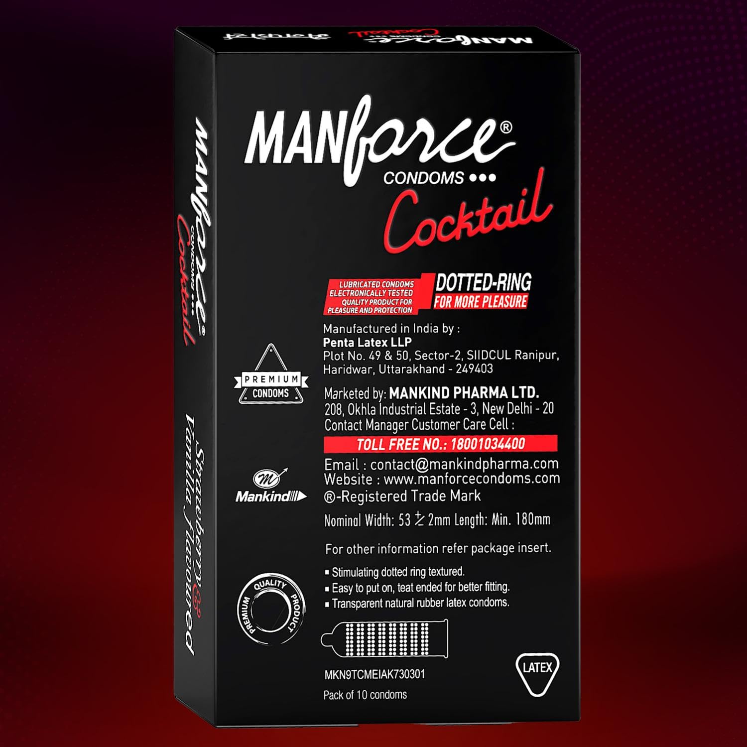 Manforce Condom Strawberry And Vanila Cocktail 10 Pcs Set Of 5