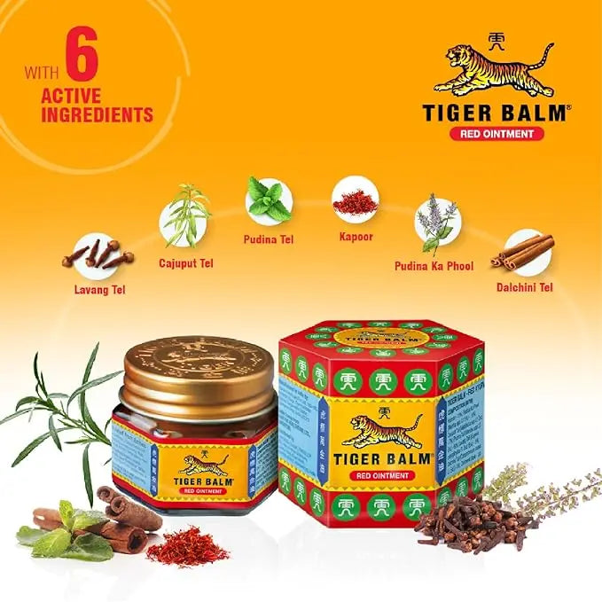 Red Tiger Balm (Pack of 2) | Herbal Pain Relief Balm for Headache, Muscle & Joint Pain Sellzoa