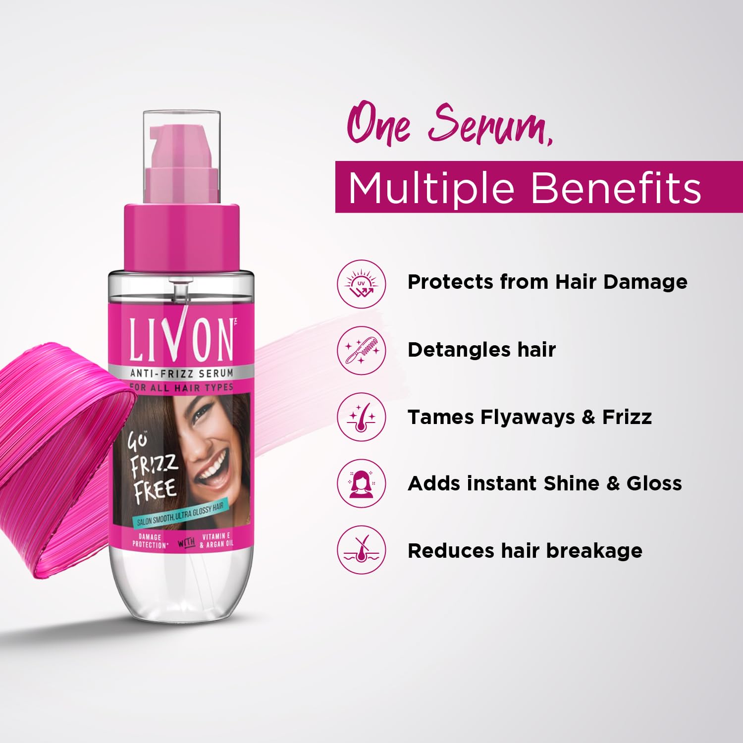 Livon Hair Serum for Women & Men | All Hair Types |Smooth, Frizz free & Glossy Hair(100ml)