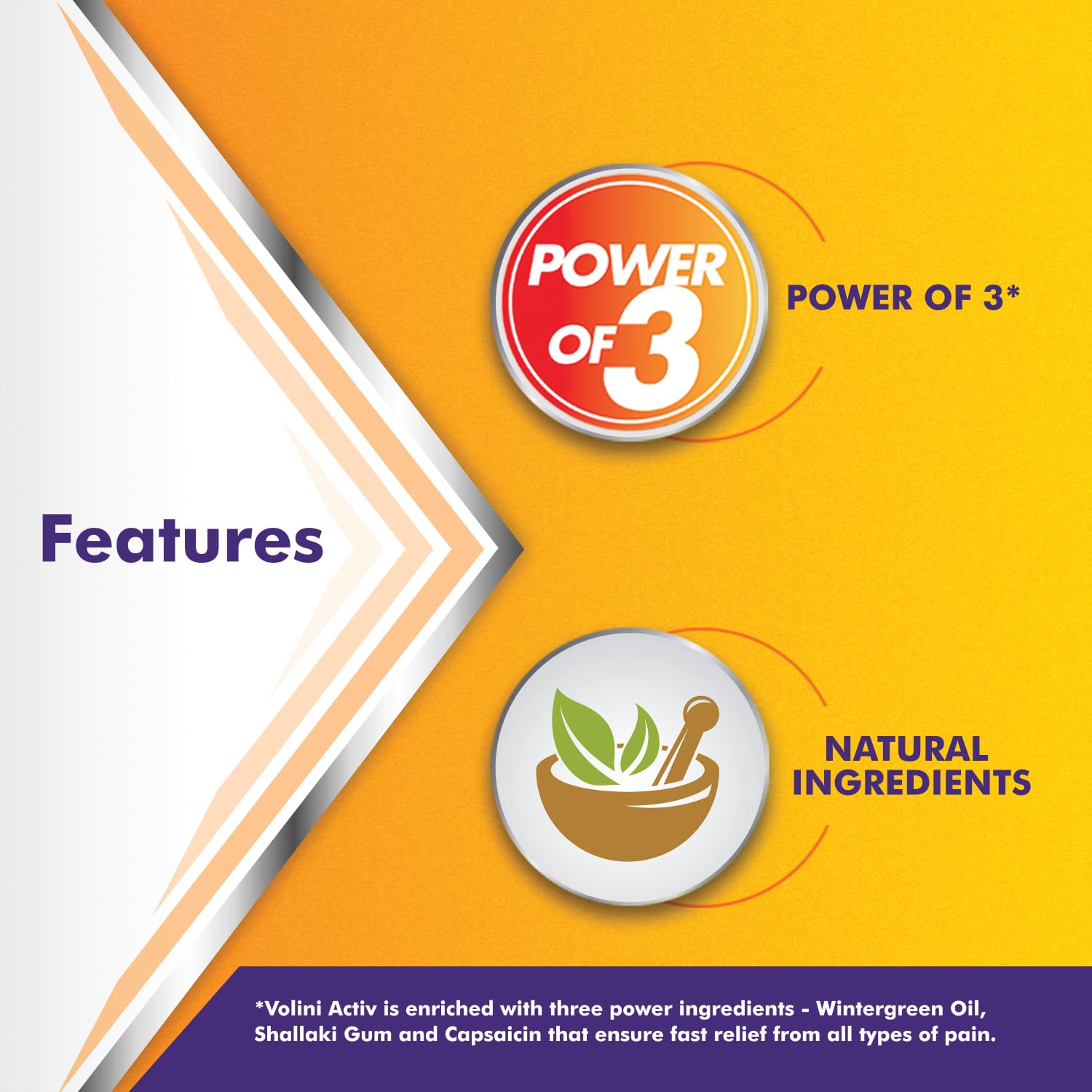 Volini Activ Pain Relief Gel 30g (Pack of 3) | Fast-Absorbing Cooling Gel for External Use