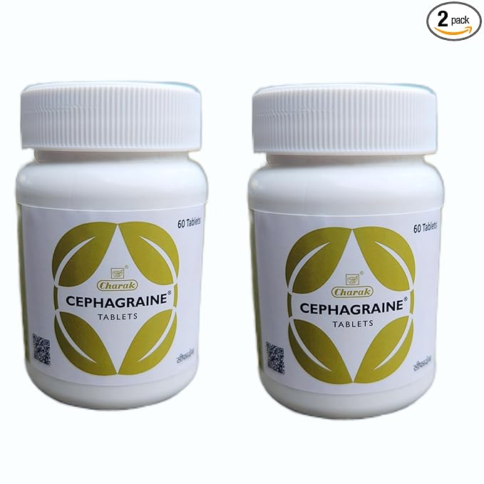 Charak Cephagraine Tablets – Migraine & Sinusitis Relief | Pack of 2 × 40 Tablets | Ayurvedic Headache Formula Sellzoa