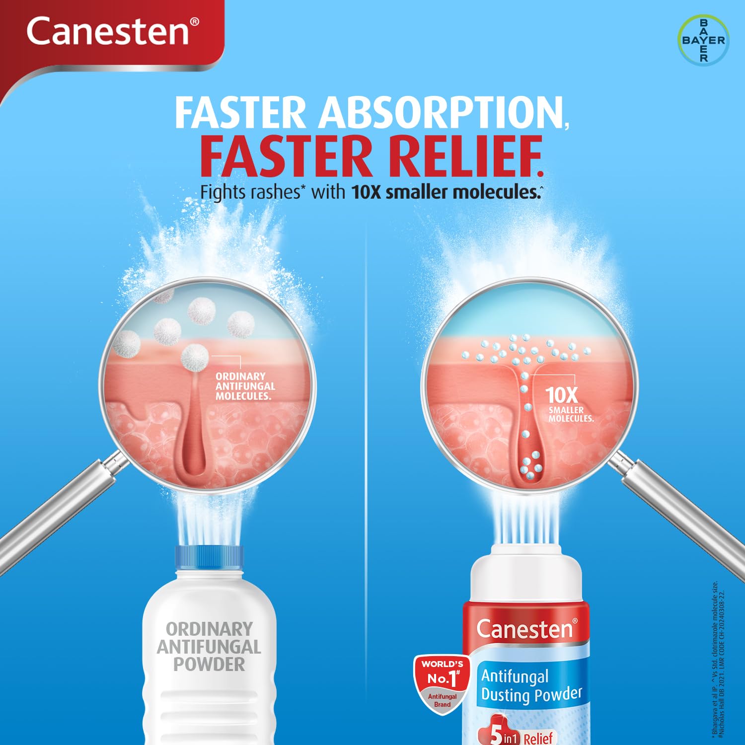 Canesten Dusting Antifungal Powder Relief from Skin Irritation Prickly Heat Redness Itching Fungal Infection - 100gm x Pack of 2