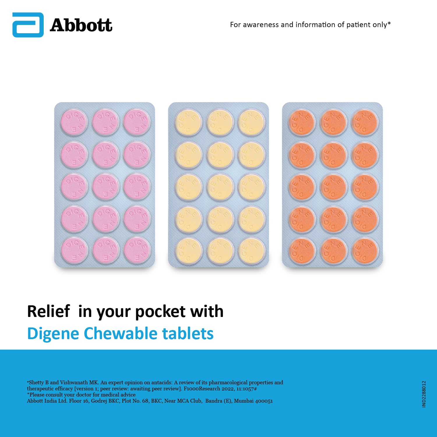 Digene Antacid Antigas Tablet Mint Flavour Pack of 3 of 15Tabs Each