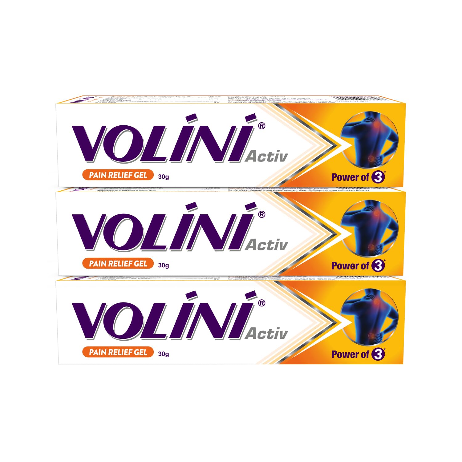 Volini Activ Pain Relief Gel 30g (Pack of 3) | Fast-Absorbing Cooling Gel for External Use