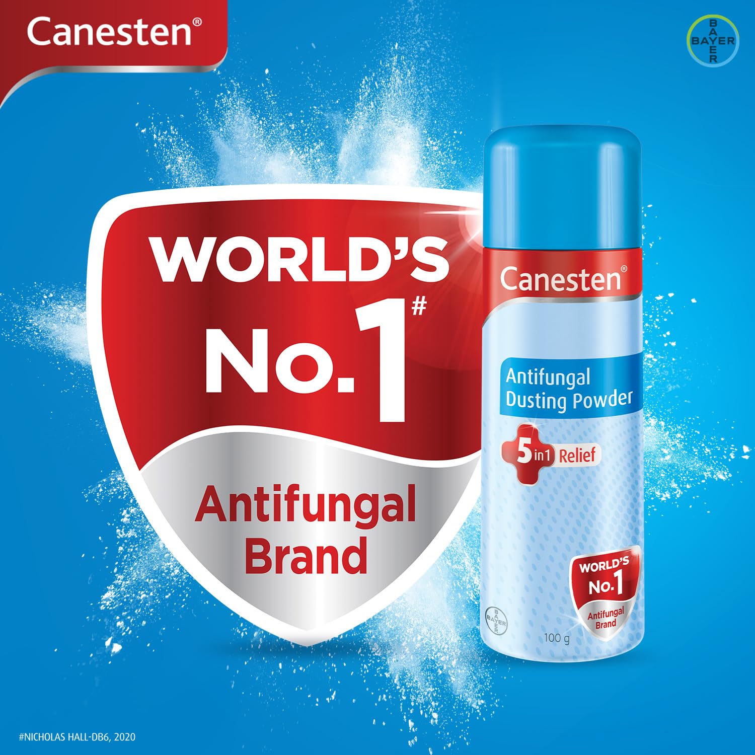 Canesten Dusting Antifungal Powder Relief from Skin Irritation Prickly Heat Redness Itching Fungal Infection - 100gm x Pack of 2
