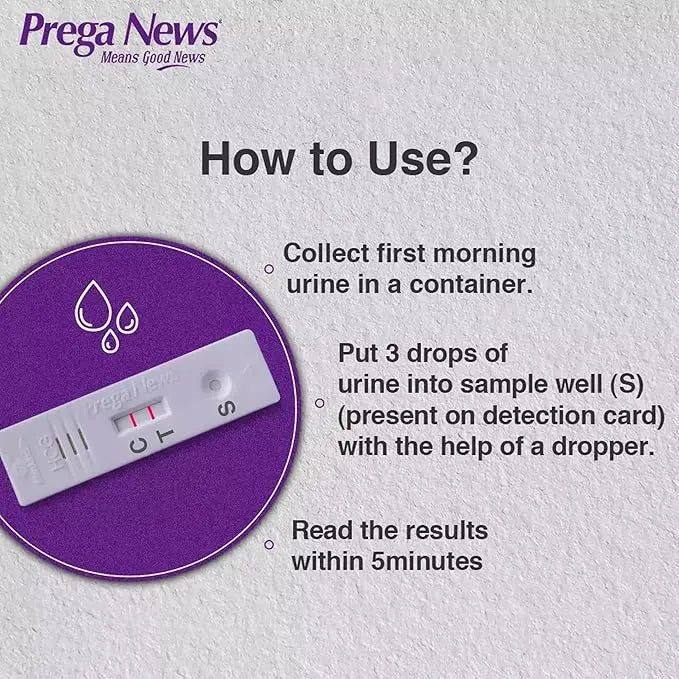 Prega News Pregnancy Test Kit – HCG Urine Test Device (Pack of 5) | One-Step, Rapid & Accurate Home Pregnancy Testing Sellzoa