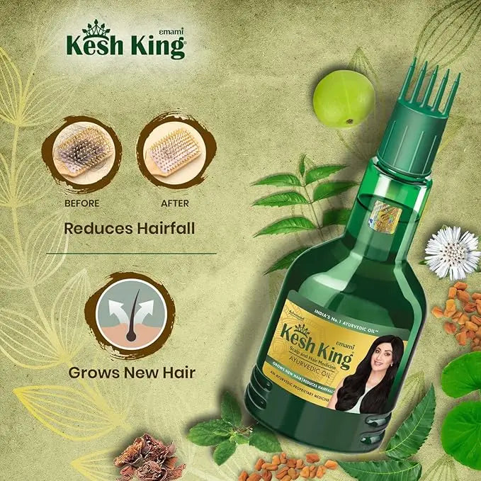 Kesh King Ayurvedic Hair Oil 300ml | Anti-Hair Fall Oil with 21 Herbs for Strong, Thick & Healthy Hair Sellzoa