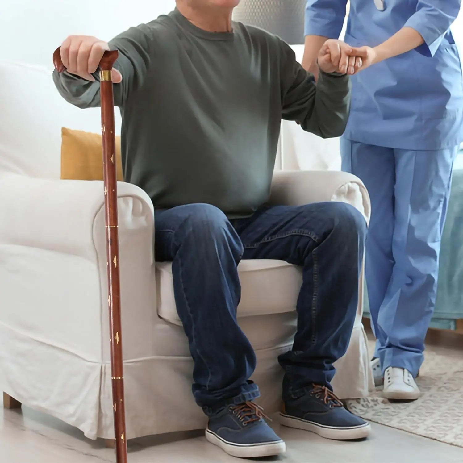 Walking Stick for Seniors | Orthopedic Cane with Rubber Tip | Handcrafted Mobility Support Sellzoa