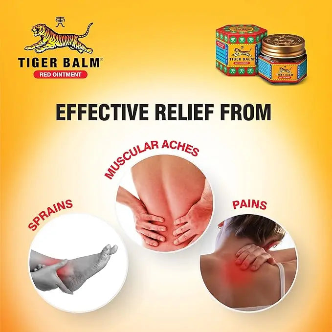 Tiger Balm Red Ointment 9ml (Pack of 4) | Herbal Pain Relief Balm for Headaches, Muscle Pain & Backaches Sellzoa