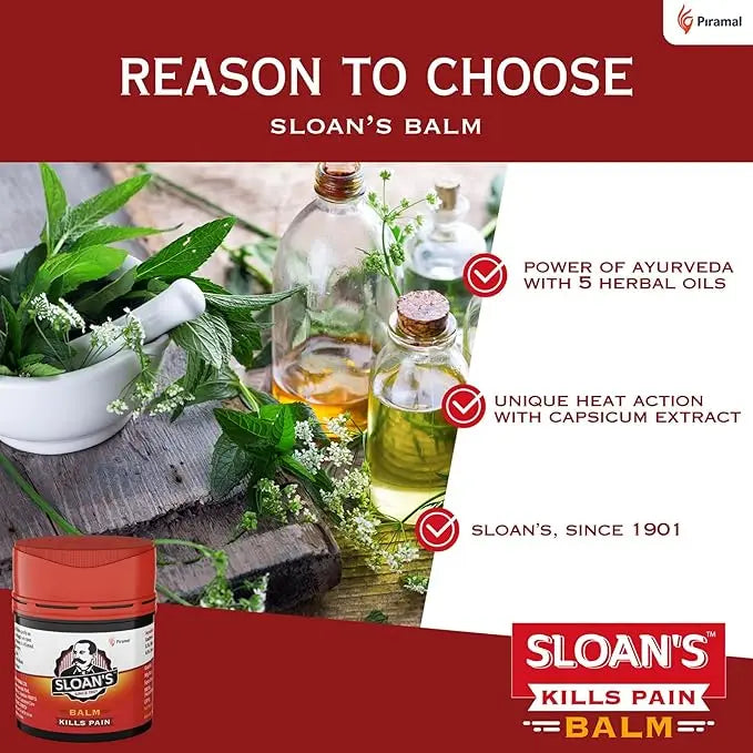 Sloan’s Balm 20 g | Herbal Pain Relief Balm with Capsicum & Ayurvedic Oils | For Muscle, Joint & Neck Pain Sellzoa