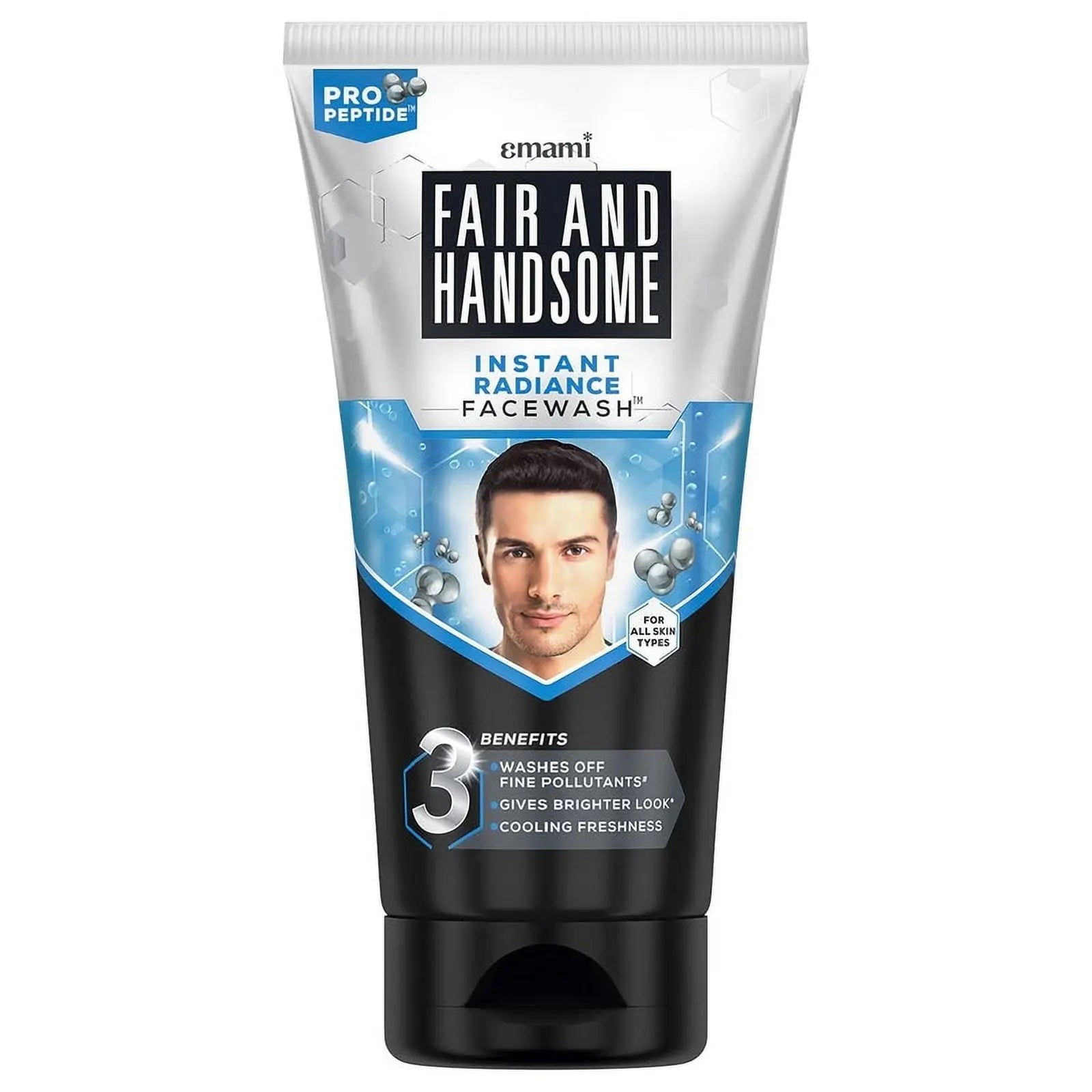 Fair and Handsome Instant Radiance Face Wash | Pro-Peptide | Instant Radiance| Washes of Fine Pollutants | Cooling Freshness | 150g - Sellzoa