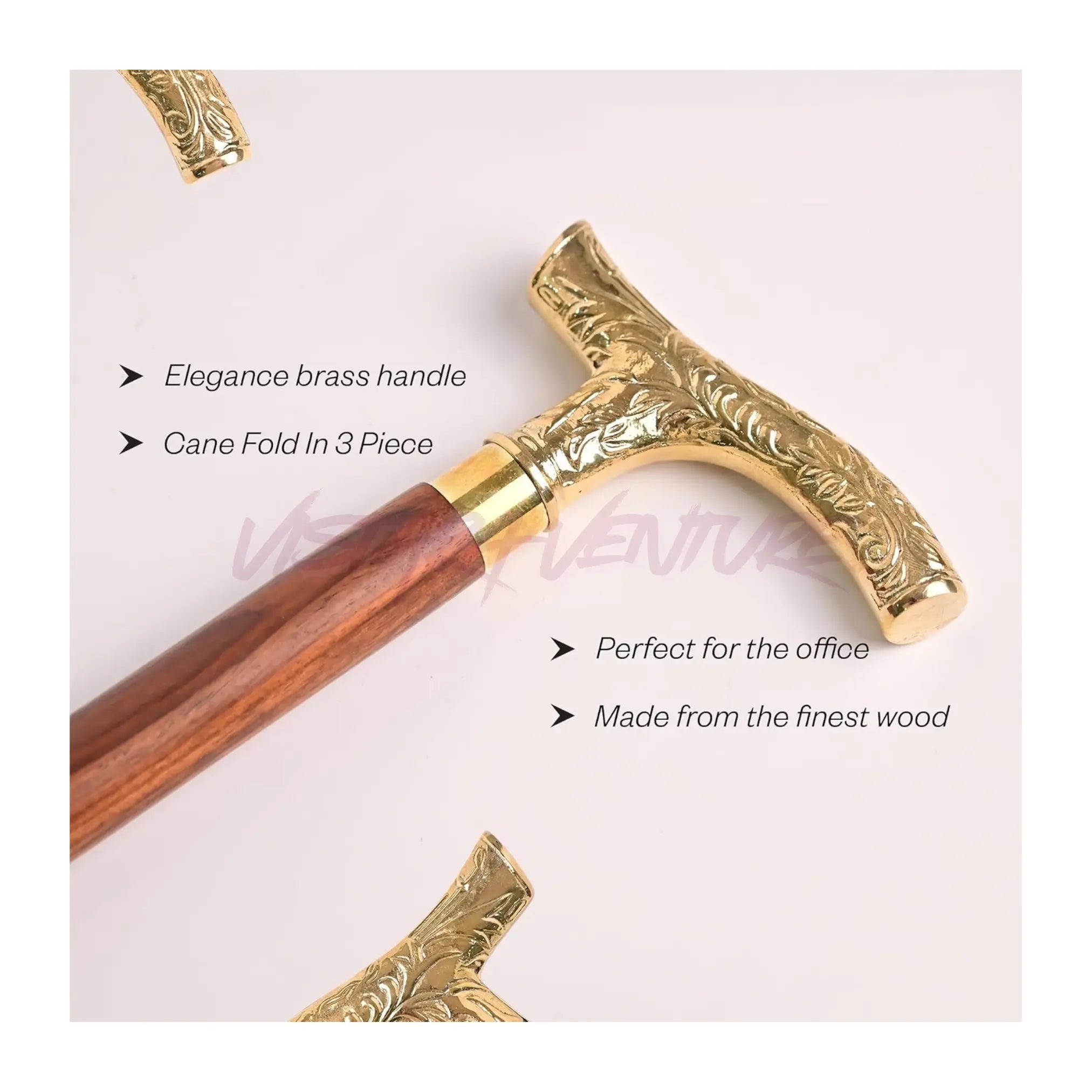Walking Cane with Brass Handle – Handmade 36" Wooden Walking Stick for Men & Women – Ergonomic, Vintage Design – Lightweight Mobility Aid – FSA/HSA Eligible Sellzoa