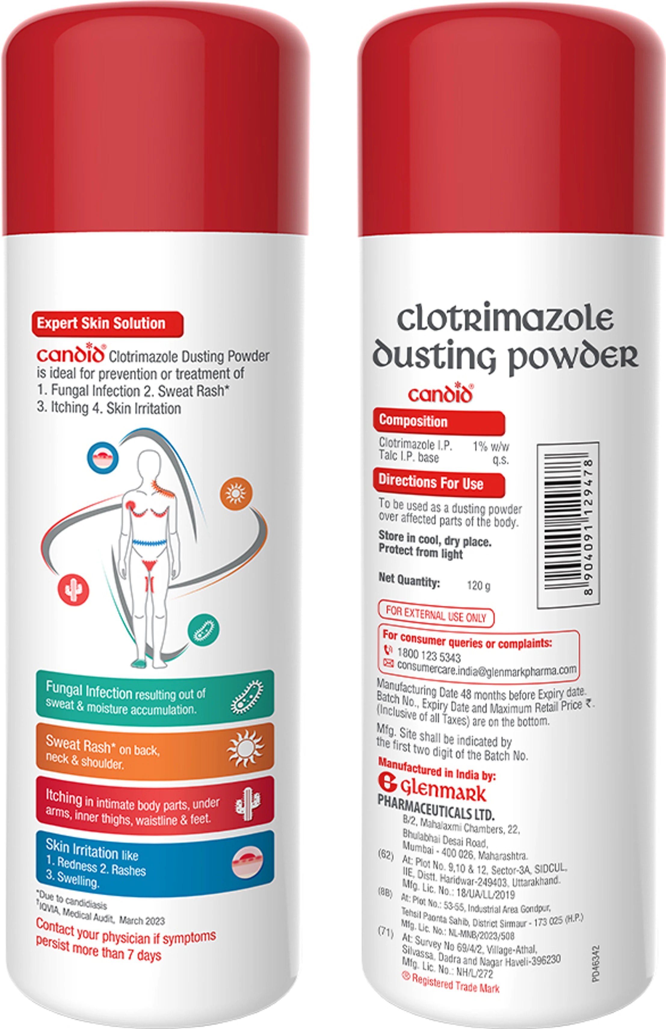 Candid Skin Care Dusting Powder 100g + 20g Free – Refreshing Body Powder | Pack of 2