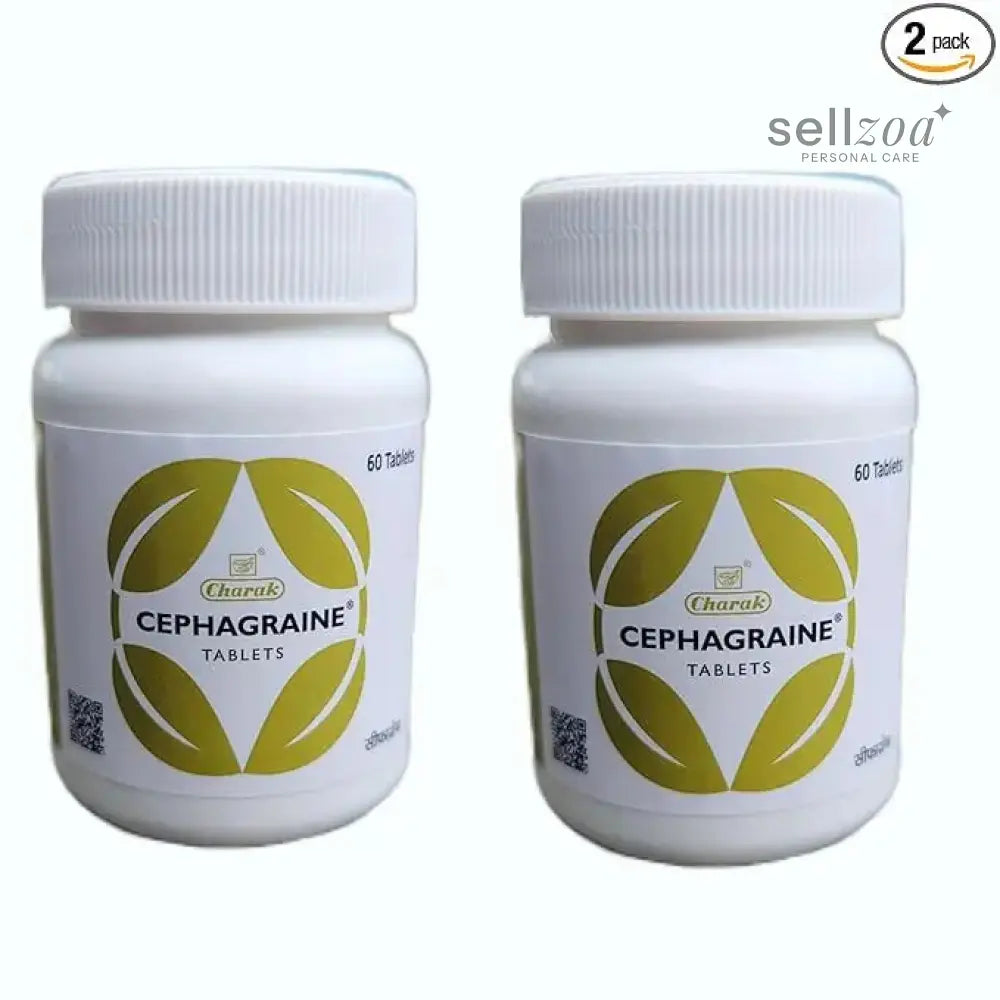 Charak Cephagraine Tablets – Migraine & Sinusitis Relief | Pack of 2 × 40 Tablets | Ayurvedic Headache Formula Sellzoa