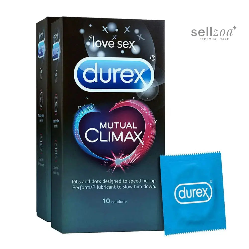 Durex Mutual Climax Dotted & Ribbed Condoms for Men & Women - 10 Count (Pack of 2)
