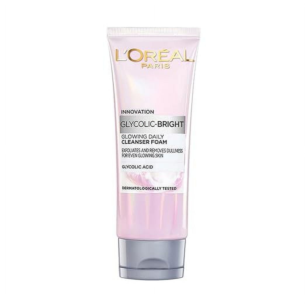 L'Oreal Paris Glycolic Bright Daily Foaming Face Cleanser With Glycolic Acid For Dull Skin | 100 ml Each, (Pack of Two)